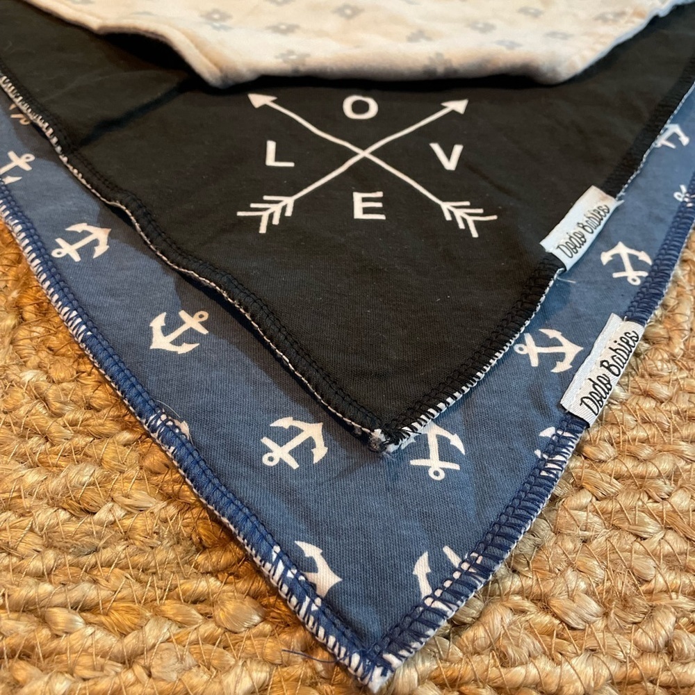 3 handkerchief style bibs